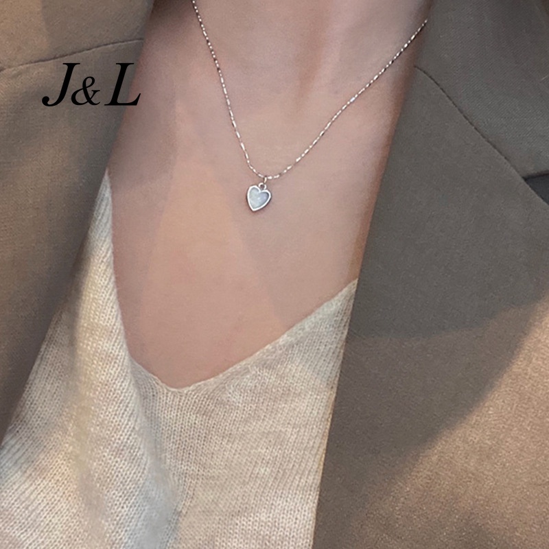 Kalung Liontin Hati Opal Bahan Alloy Gaya Korea Untuk Wanita