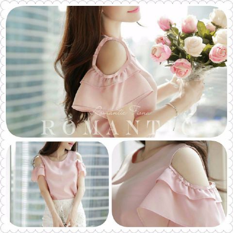 ATASAN  BLOUSE KOREA HARUMI  PINK/ UKURAN L DAN XL/FASHION WANITA/KOREA/BANGKOK/TERBARU/KOREA/BANGKO