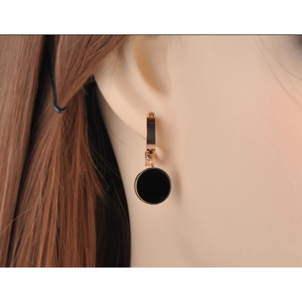 Anting Jepit Titanium Bentuk Bulat Vintage Untuk Wanita Warna Rose Gold, Gold dan Silver