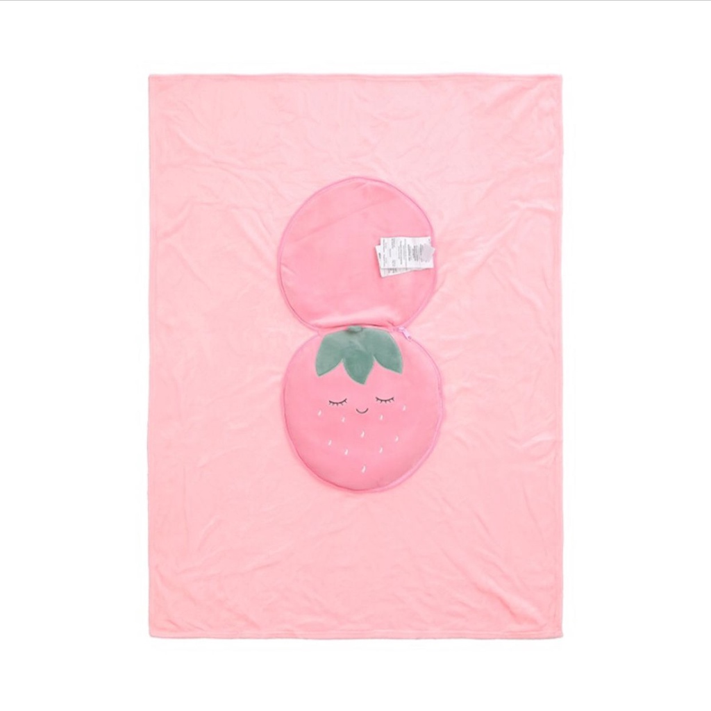MINISO SELIMUT STRAWBERRY BLANKET FRUIT SERIES SELIMUT MINISO SEMANGKA