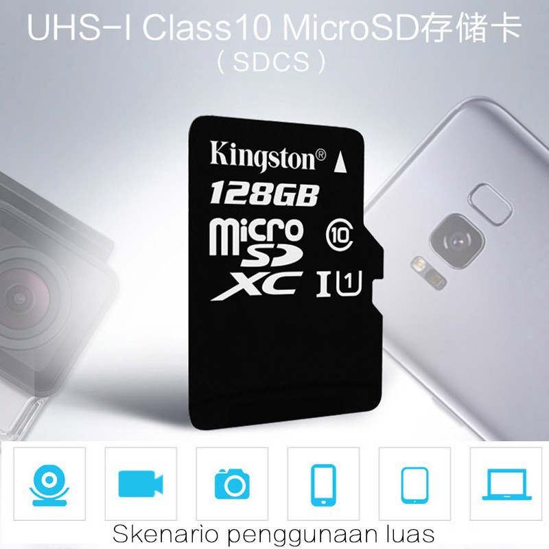 KINGSTON 64GB /128G/256GB/512GB Kartu Memori 80MB/S Ultra Microsd SD Micro SDHC Class 10 Memory TF C