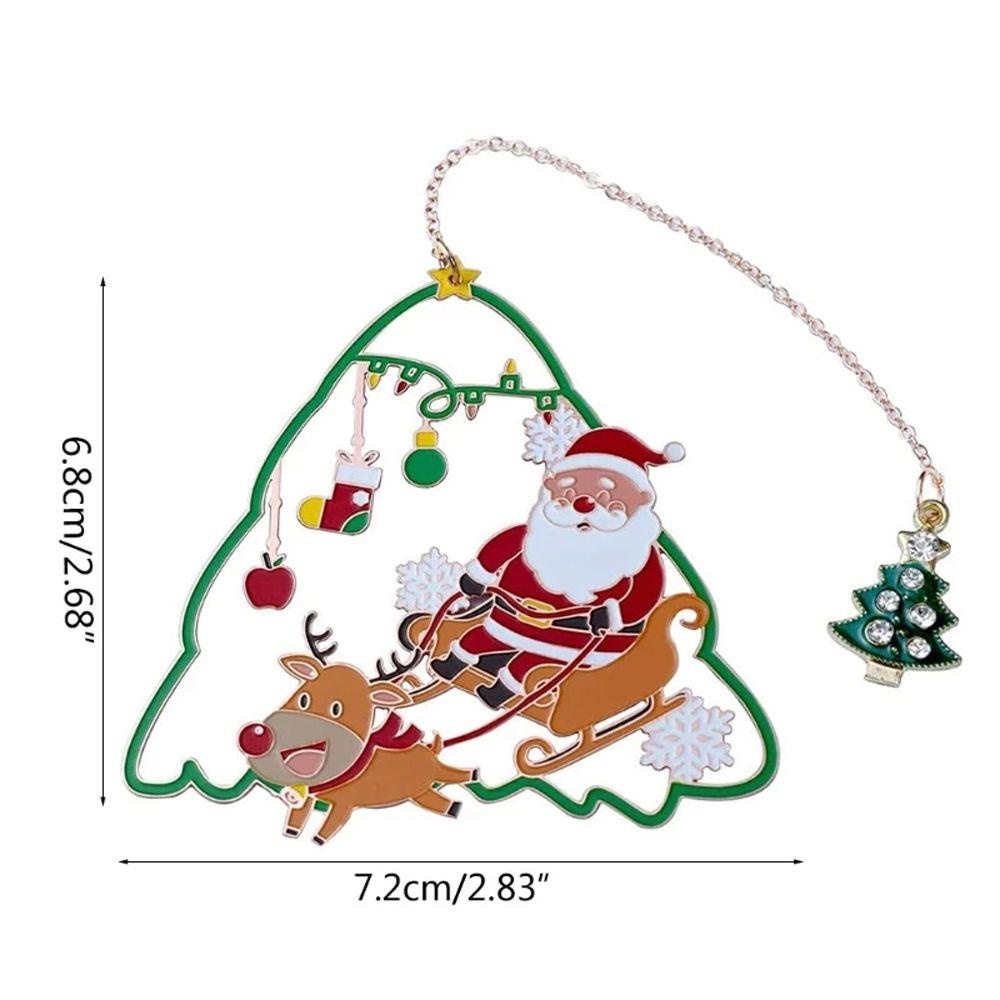 [Elegan] Bookmark Natal Wanita Hidup Hadiah Keluarga Membaca Buku Santa Claus Logam Rumbai Liontin