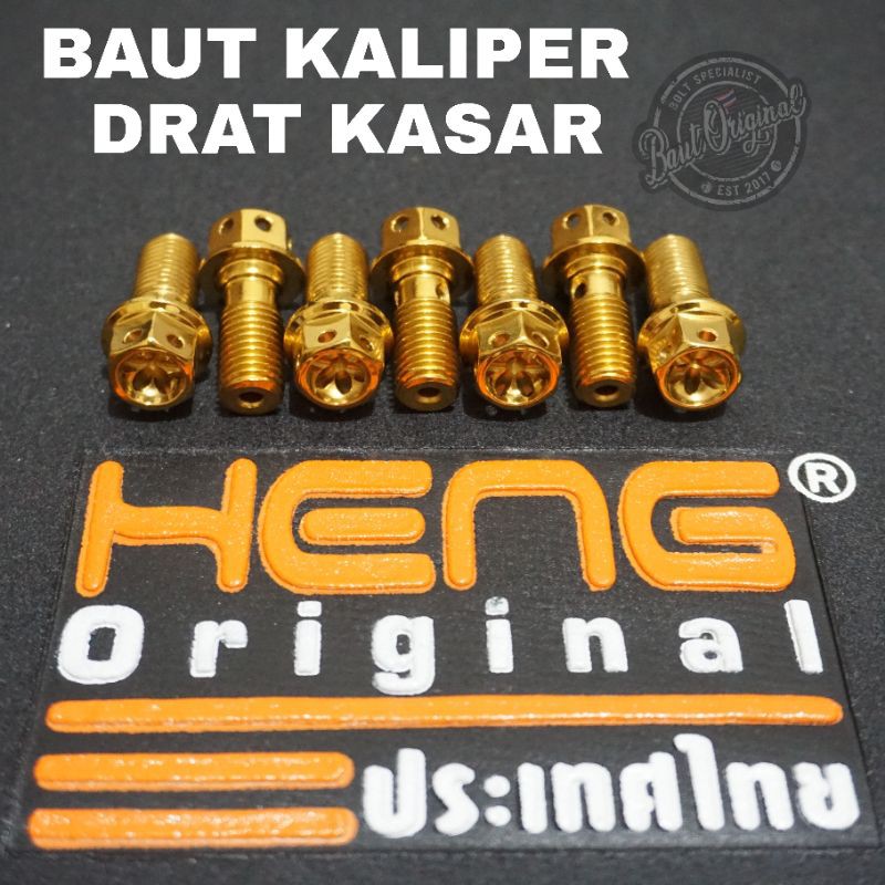 baut kaliper drat kasar flower gold original heng thailand