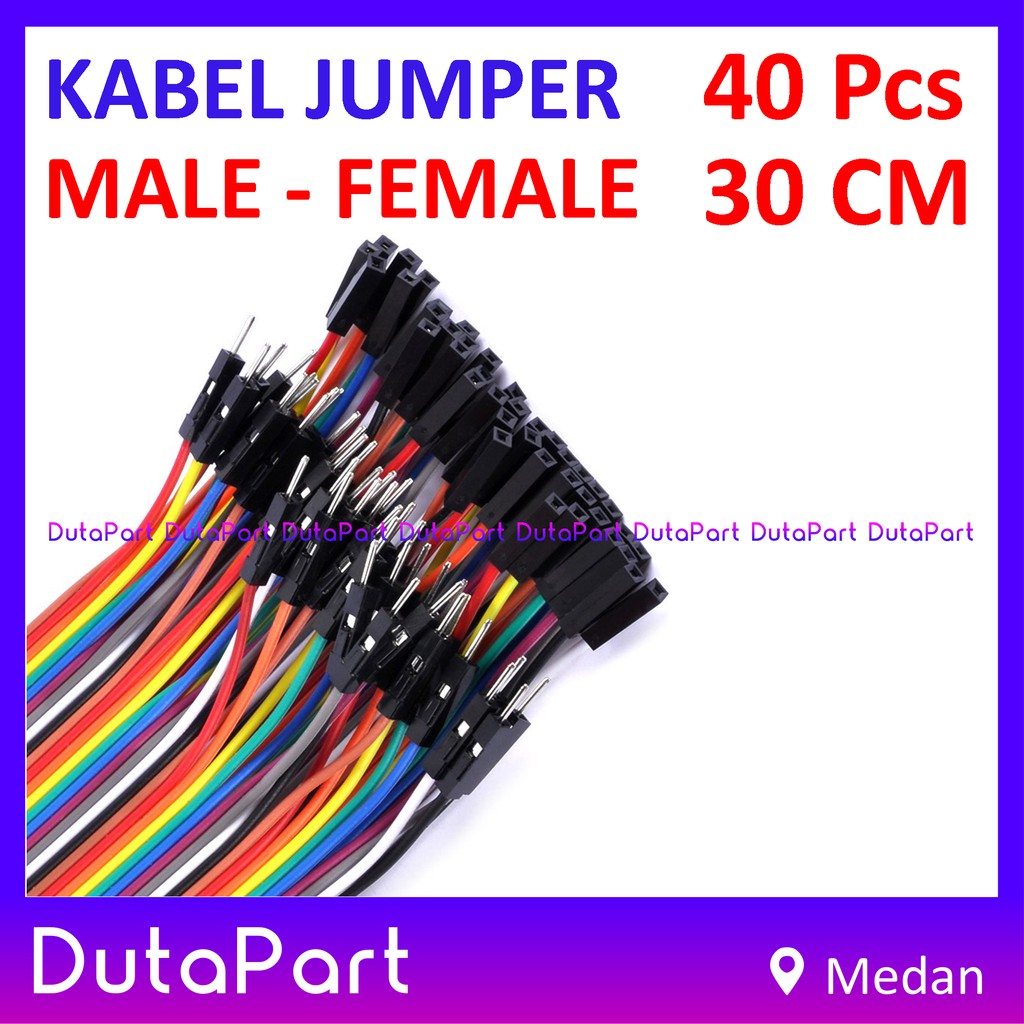 40Pcs Kabel Jumper 30cm MALE to FEMALE Dupont Cable Wire Pelangi