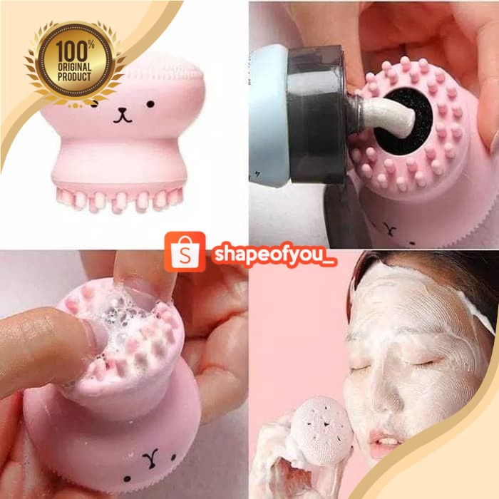 Sikat Pembersih Wajah Gurita Sicone Silikon Brush Cleansing Face Make Up Facial Cleaning