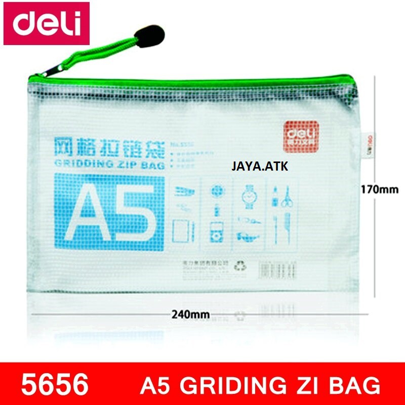 MAP PLASTIK ZIPPER BAG DOMPET SLETING SERBAGUNA A5 DELI 5656 KOTAK PENSIL TEMPAT PENSIL SLETING