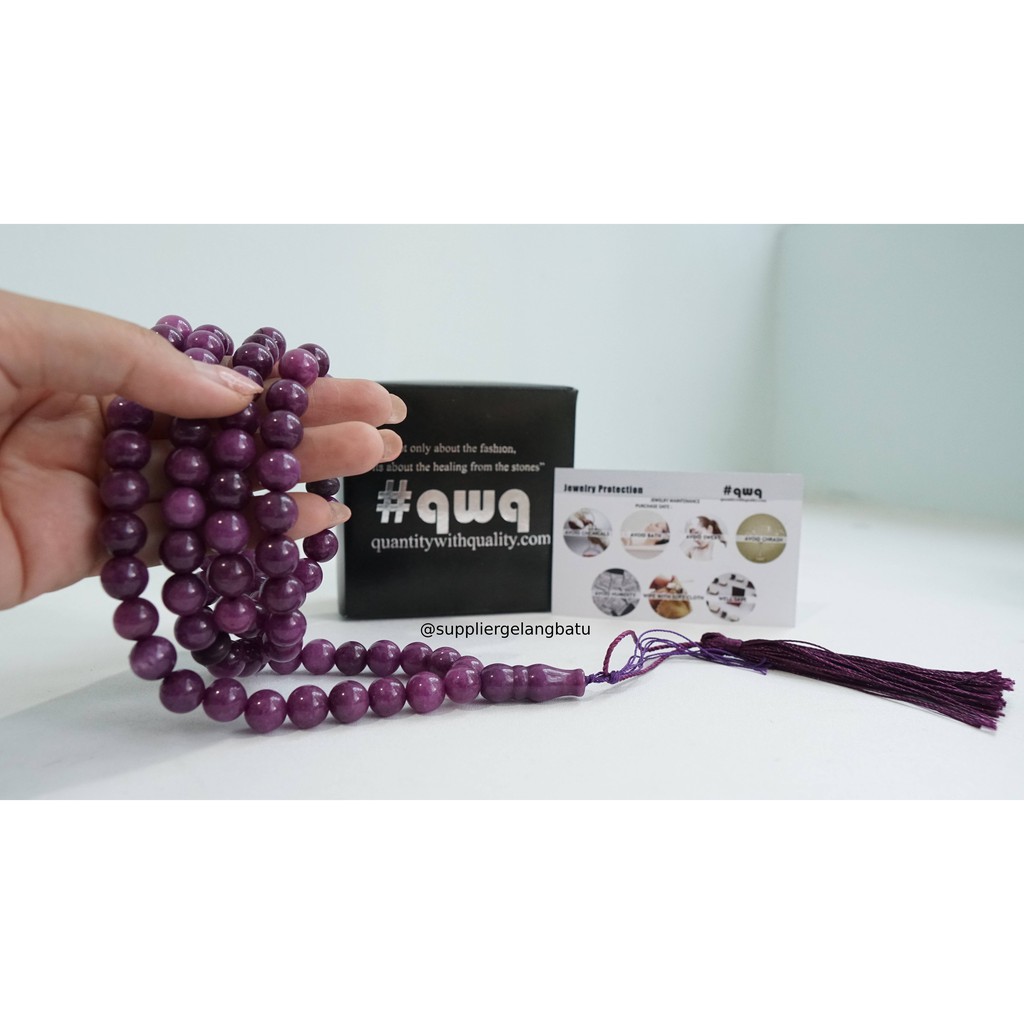 tasbih batu PURPLE AGATE 8mm 99 butir premium tasbeh agatis akik ungu