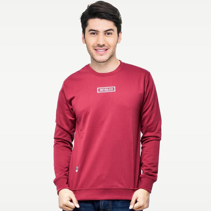 Sale Terlaris SEYES S1139 Tumblr Tee Sweatshirt Sweater Baju Pria Babyterry Maroon - M