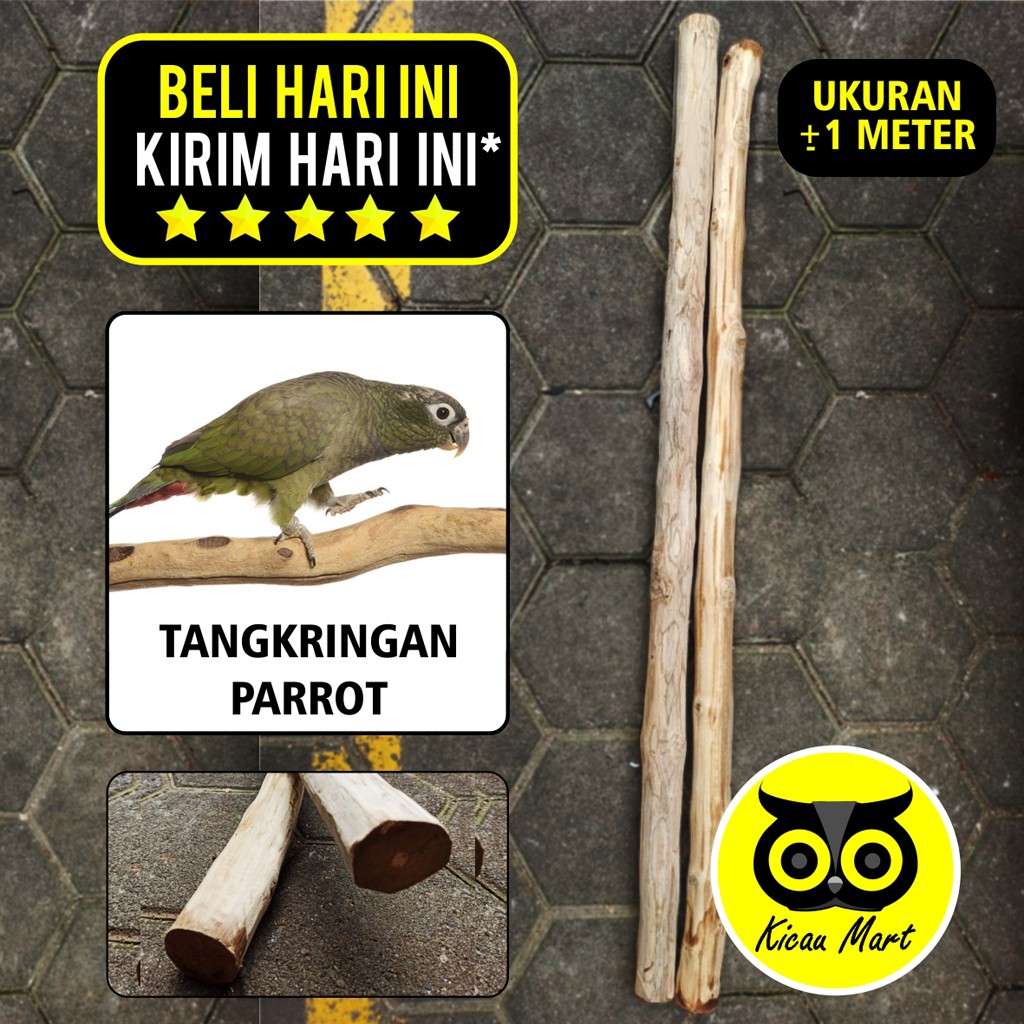 TANGKRINGAN PARROT KAYU BUAT KANDANG BURUNG PAROT NURI AFGREY KAKATUA MACAU ULAR REPTIL 1 METER TP1M