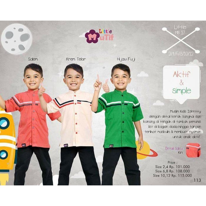 Baju Koko Anak Kaos MUTIF LMB 17 Krem