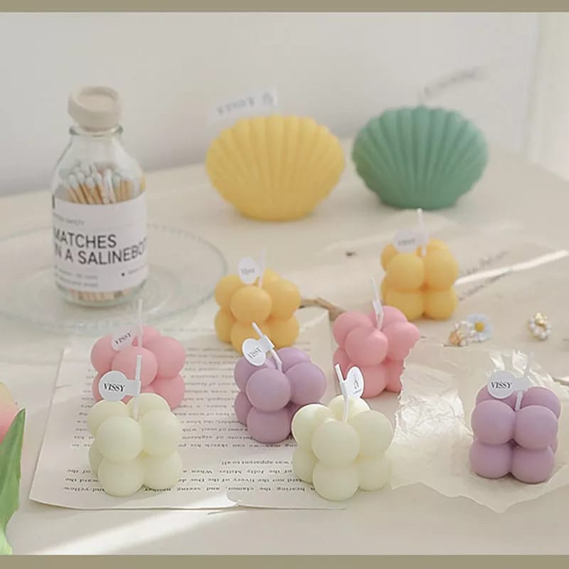 Lilin Aromaterapi Palm Wax Bubble Candle Aesthetic Bubble Candle Scented Candle Lilin Kubus Estetik
