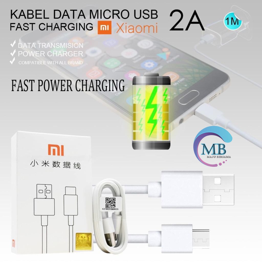 BM002 Mi9 WHITE XIAOMI KABEL DATA NEW MODEL ORIGINAL REDMI NOTE 5A 4 4X 7 6 6pro MICRO USB MB1239