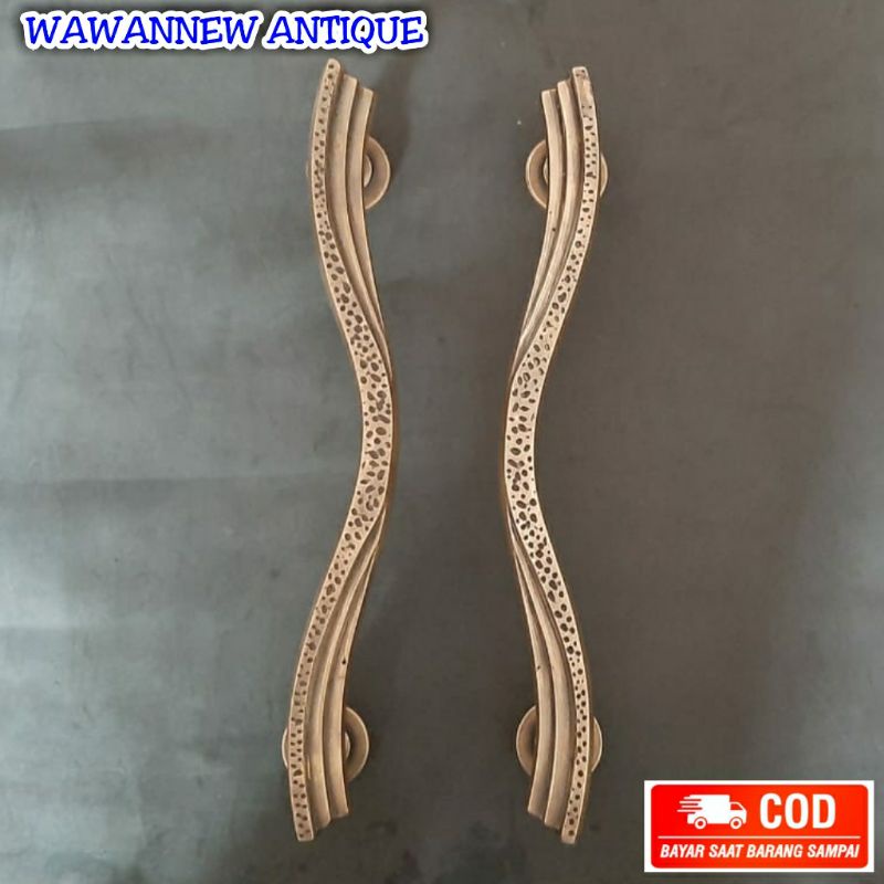 Handle Pintu / Gagang Pintu Rumah Pagar Kuningan Antik Murah Motif Kipas 43cm