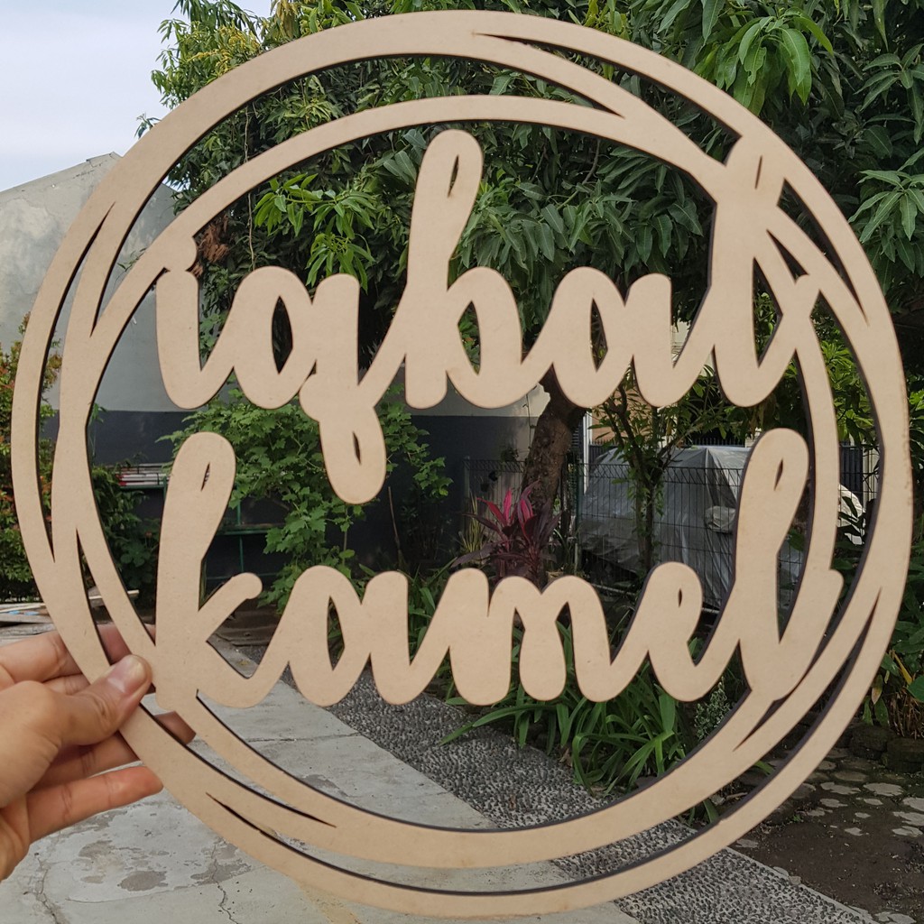 Custom Nama Kayu Lingkaran Backdrop Dekorasi Dekor Kamar Anak Inisial Dinding Wedding Lamaran