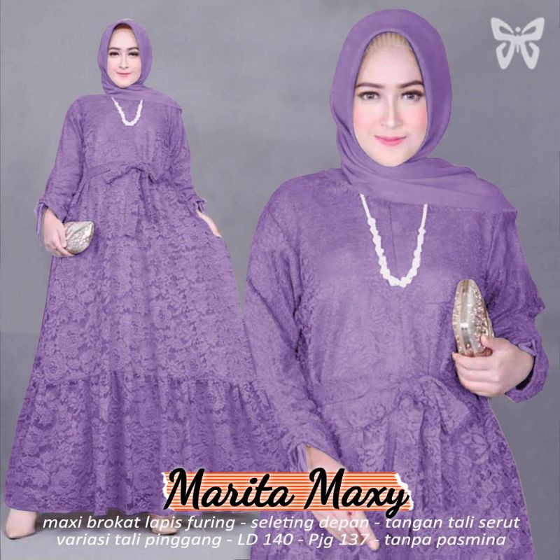 BAJU GAMIS MAXY MAXI BUSUI DRESS PESTA KONDANGAN NIKAHAN BRUKAT BROKAT WANITA MUSLIM BARU NEW L XL 3
