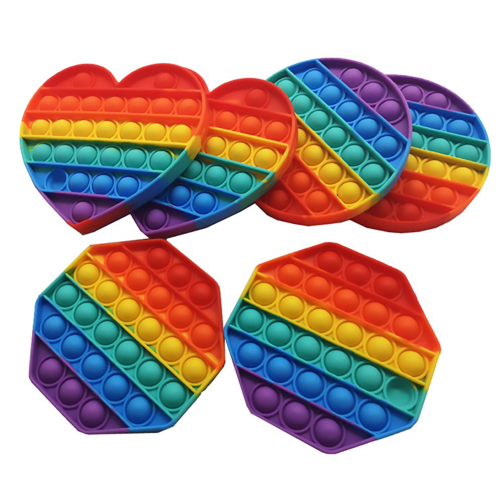 Pop It Mainan Anak Viral - Fidget Toy Push Bubble Stress Relief Kids-Rainbow Random