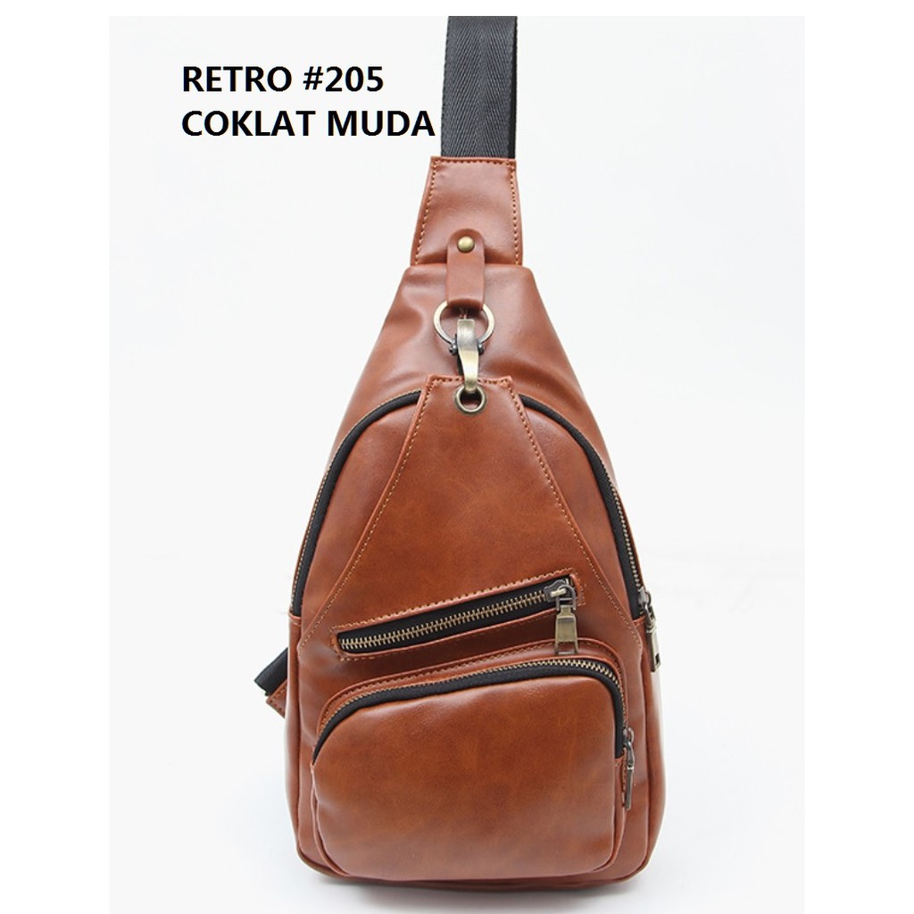 Tas Pria IMPOR Retro Kulit #205 High QuFashion  Cowo Slempang Selempang Cowo Gadget Bag