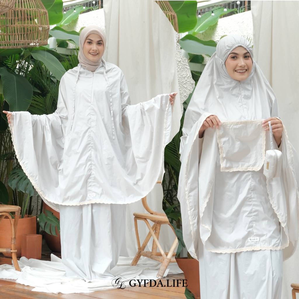 (LIGHT GRAY) MUKENA TRAVELING MINI 2in1 Kecil dan Ringan - Parasut Resleting - GYFDA.LIFE #Segenggam