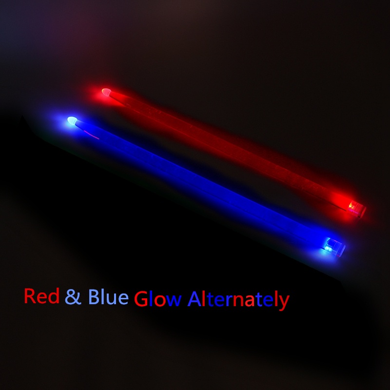 Stik Drum 5A Bahan Akrilik Warna Merah Dan Biru Glow in The Dark