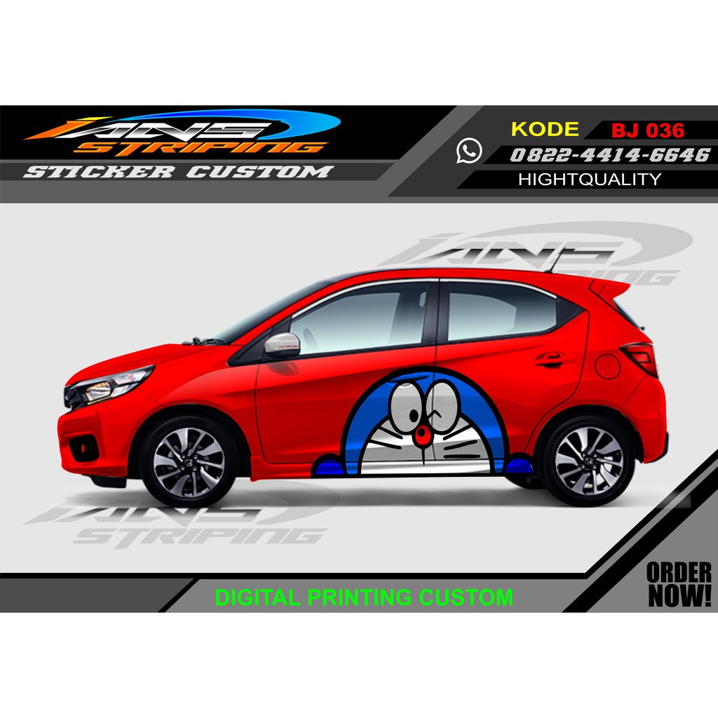 DECAL STICKER HONDA BRIO DORAEMON/ VARIASI MOBIL JAZZ, BRIO, AVANZA, PAJERO DLL