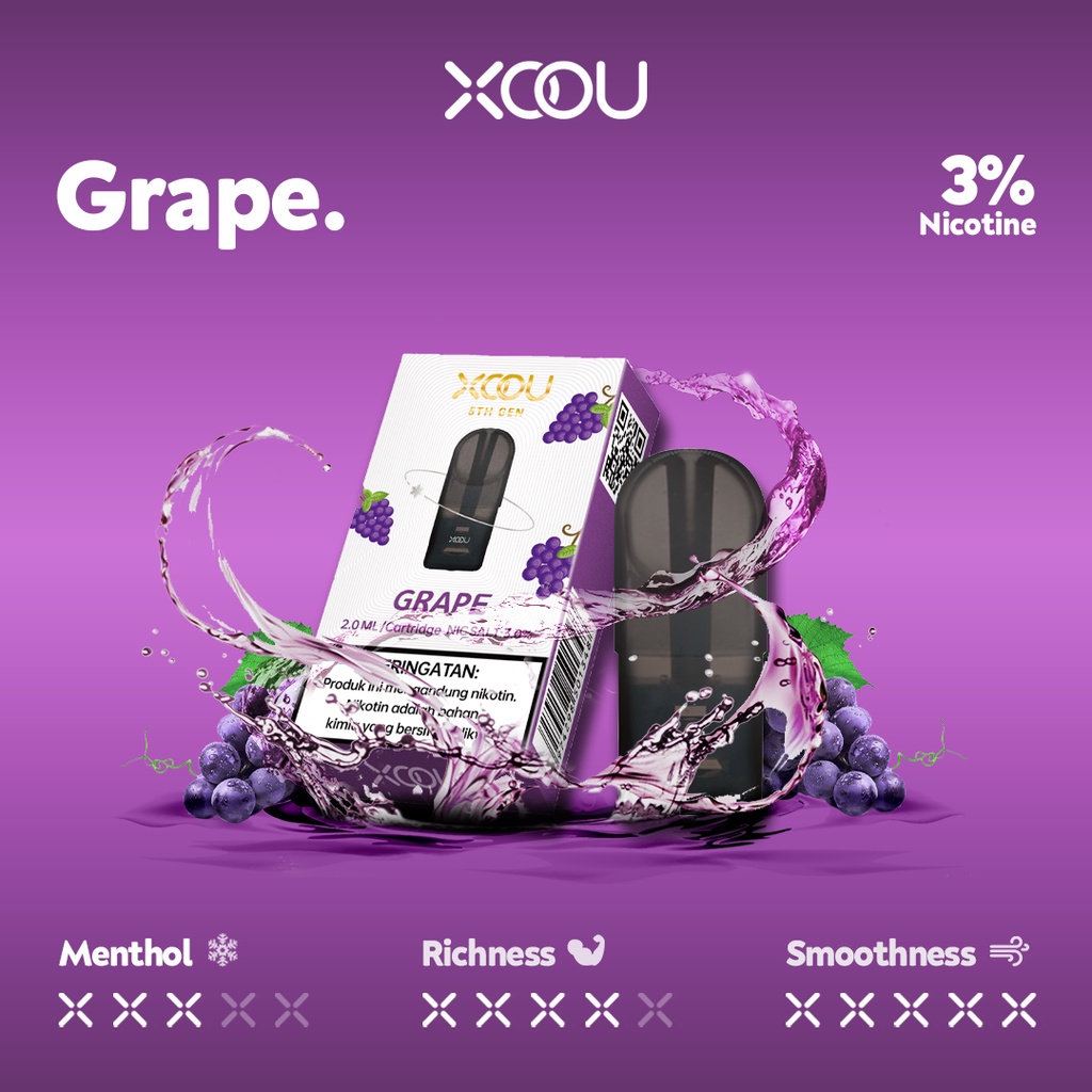 XOOU 5th Generation Mint Flavour 1 Cartridge - Grape