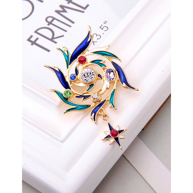 LRC Bros Fashion Color Flower With Diamonds: Dripping Oil: Star F60179