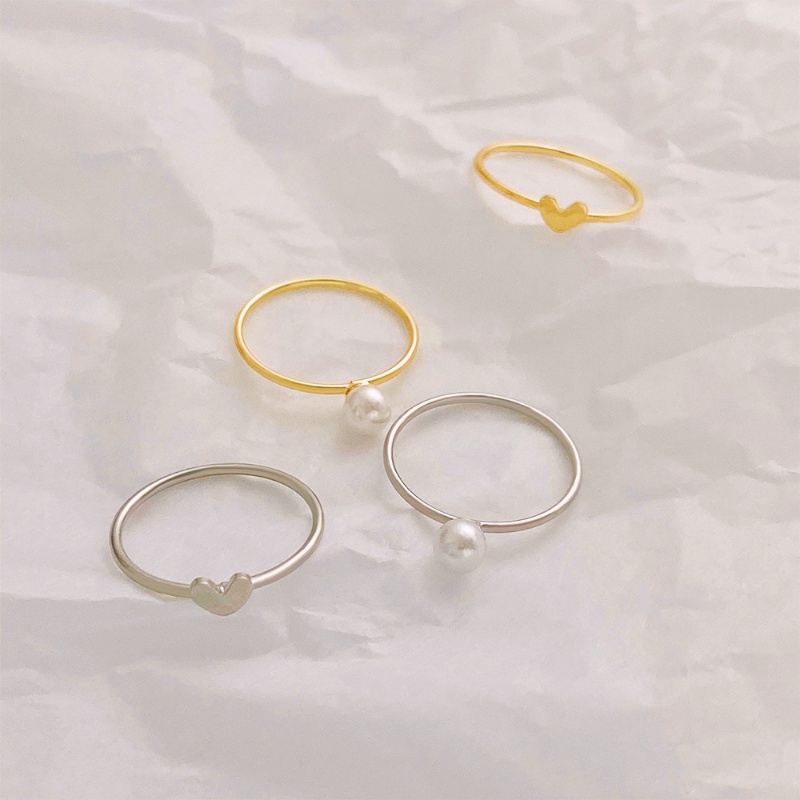 Set Cincin Mutiara Besar Bentuk Hati Untuk Wanita