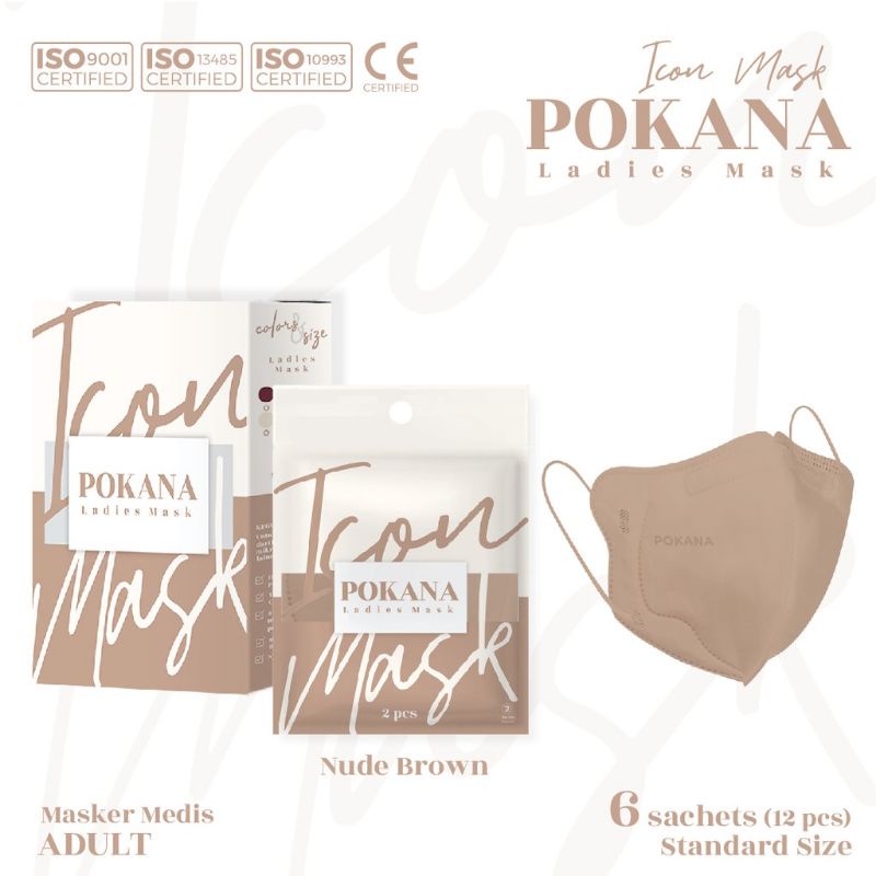 Pokana Icon mask Ladies 4ply isi 12 per box