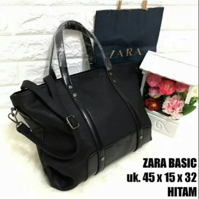 Tas Zara Basic Selempang Wanita Polos Desain Simple Untuk Jalan Kerja Kuliah Bagus Warna Hitam