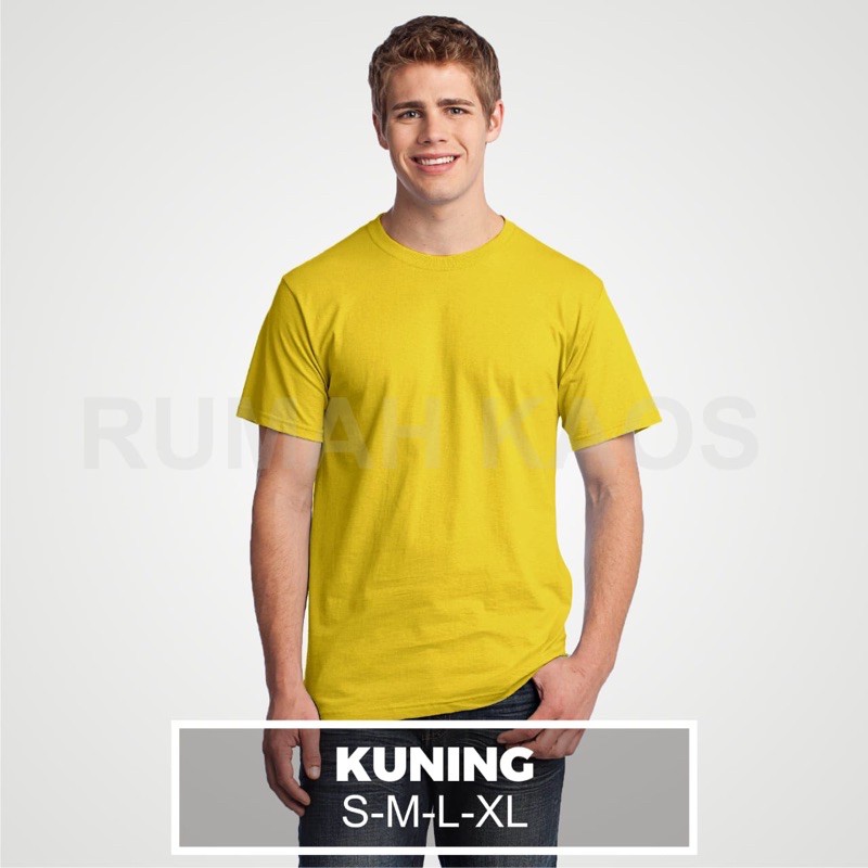 KAOS POLOS LENGAN PENDEK COTTON COMBED 30S-KUNING KENARI