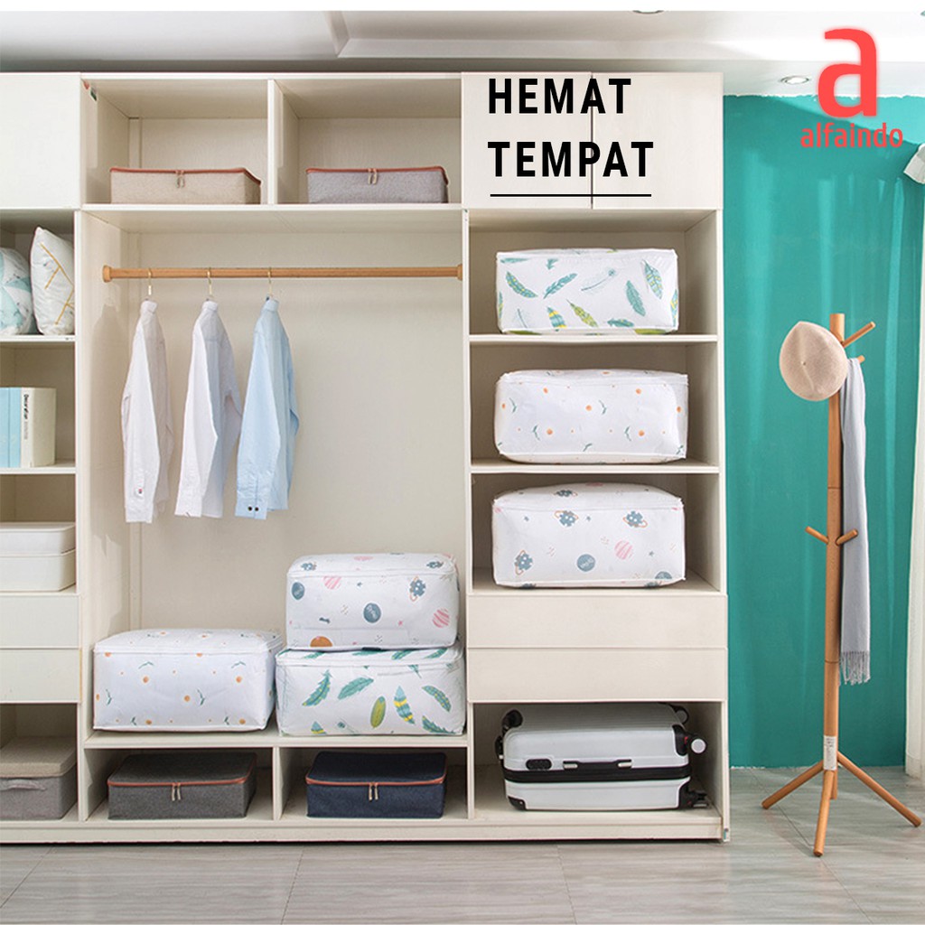 Alfaindo Storage Box Baju Tempat Penyimpanan Pakaian Storage Bag 60x40 cm TP002