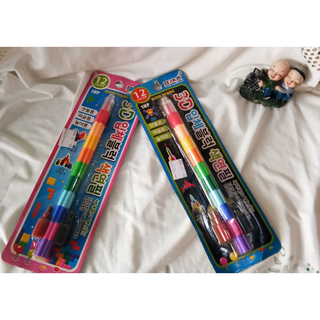 crayon susun import  12 warna fancy murah / kado unik / atk unik