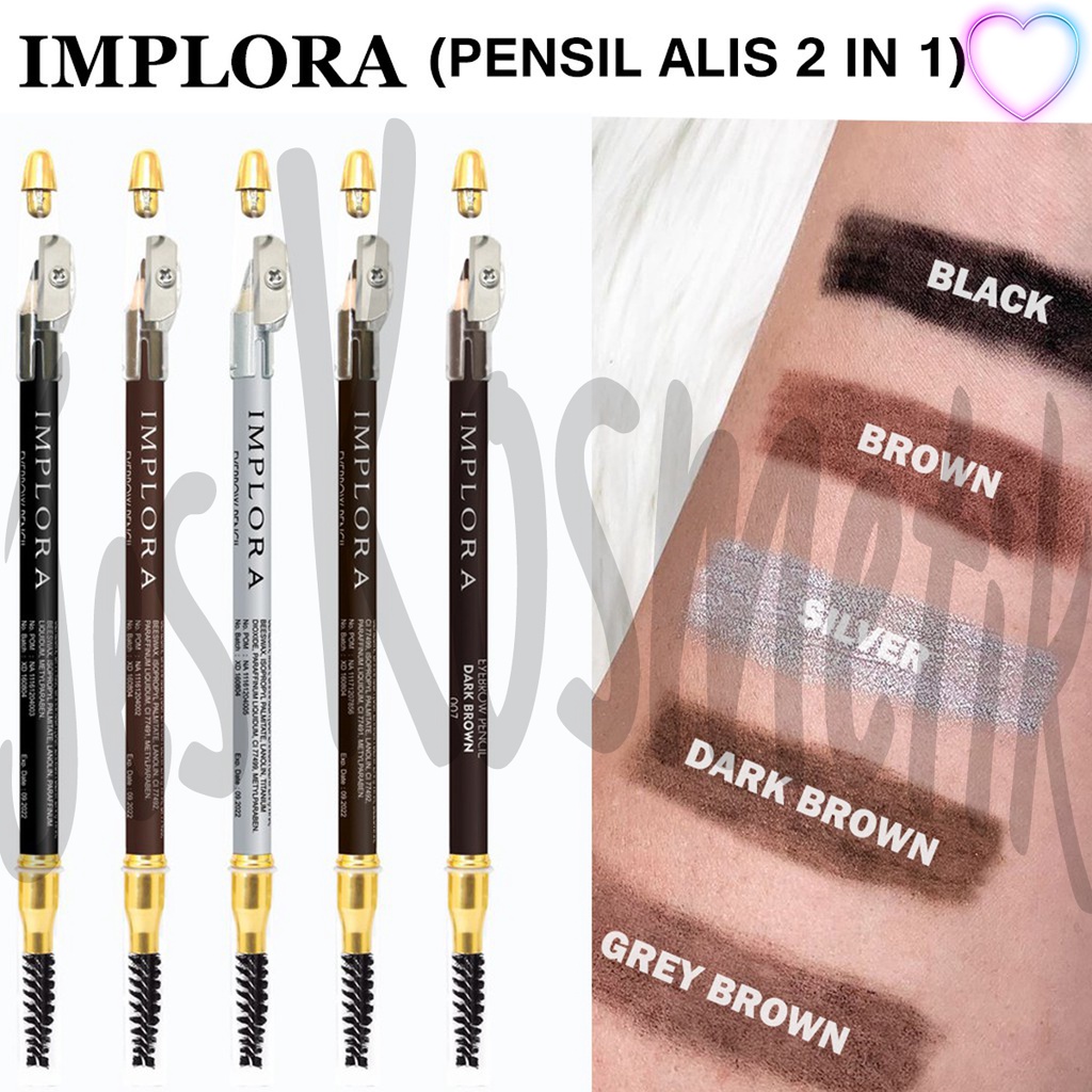 [PER PCS] Pensil Alis Implora 2 in 1 Original Eyebrow Pencil / Grosir Kosmetik