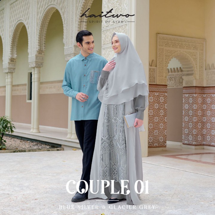 COUPLE SERIES HAITWO KOKO ABIZAR/GAMIS KHADIJAH BLUE SILVER-GLACIER GREY