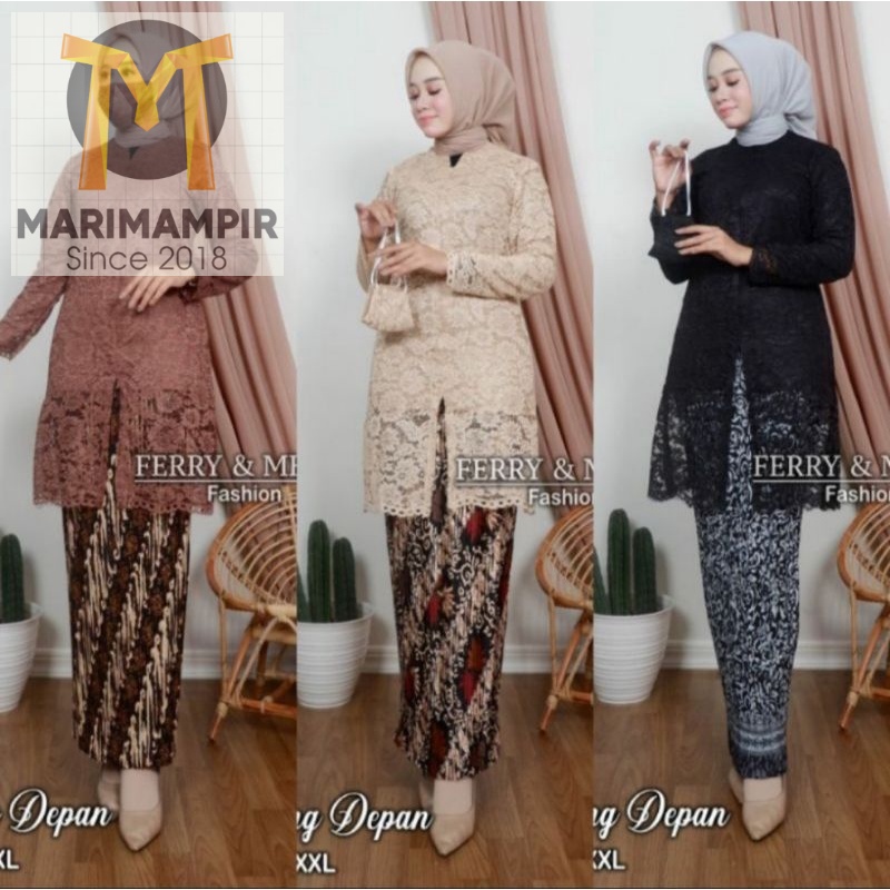 Marimampir Stelan Kebaya Tunik Karung Busui / Kebaya Tunik Brukat Sliting Depan / Kebaya Dress / Keb