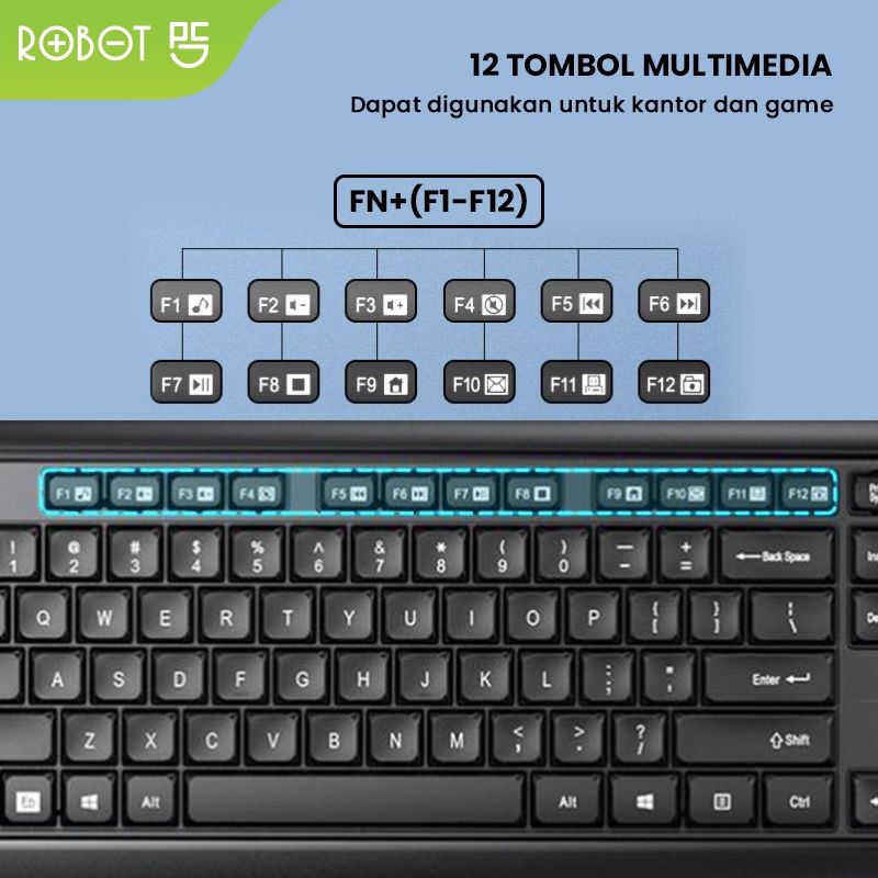 ROBOT Set Combo Keyboard and Mouse KM2600 for Komputer/Laptop Original Garansi Resmi 1 Tahun