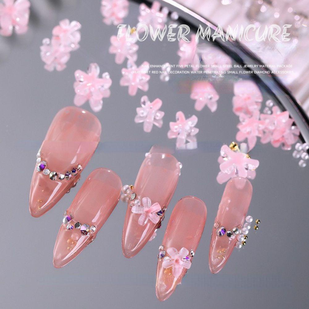 Mxbeauty Manik-Manik Bunga 3D Aksen Berlian Imitasi Untuk Aksesoris Nail Art Charms