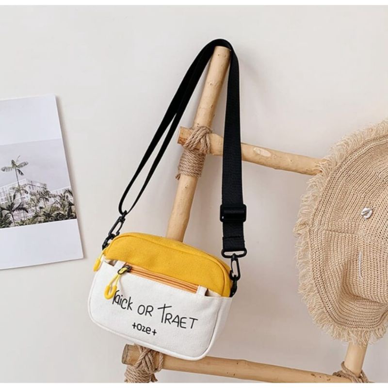 NEW Totebag Vintage Populer Tas Tote BIG Bahan Kanvas-Trick kuning