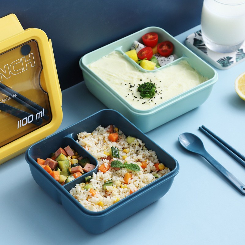 Tempat Makan Lunch Box BPA FREE 228 Wheat Straw Jerami / Makan Transparant Bento Box Ukuran 1100 ml