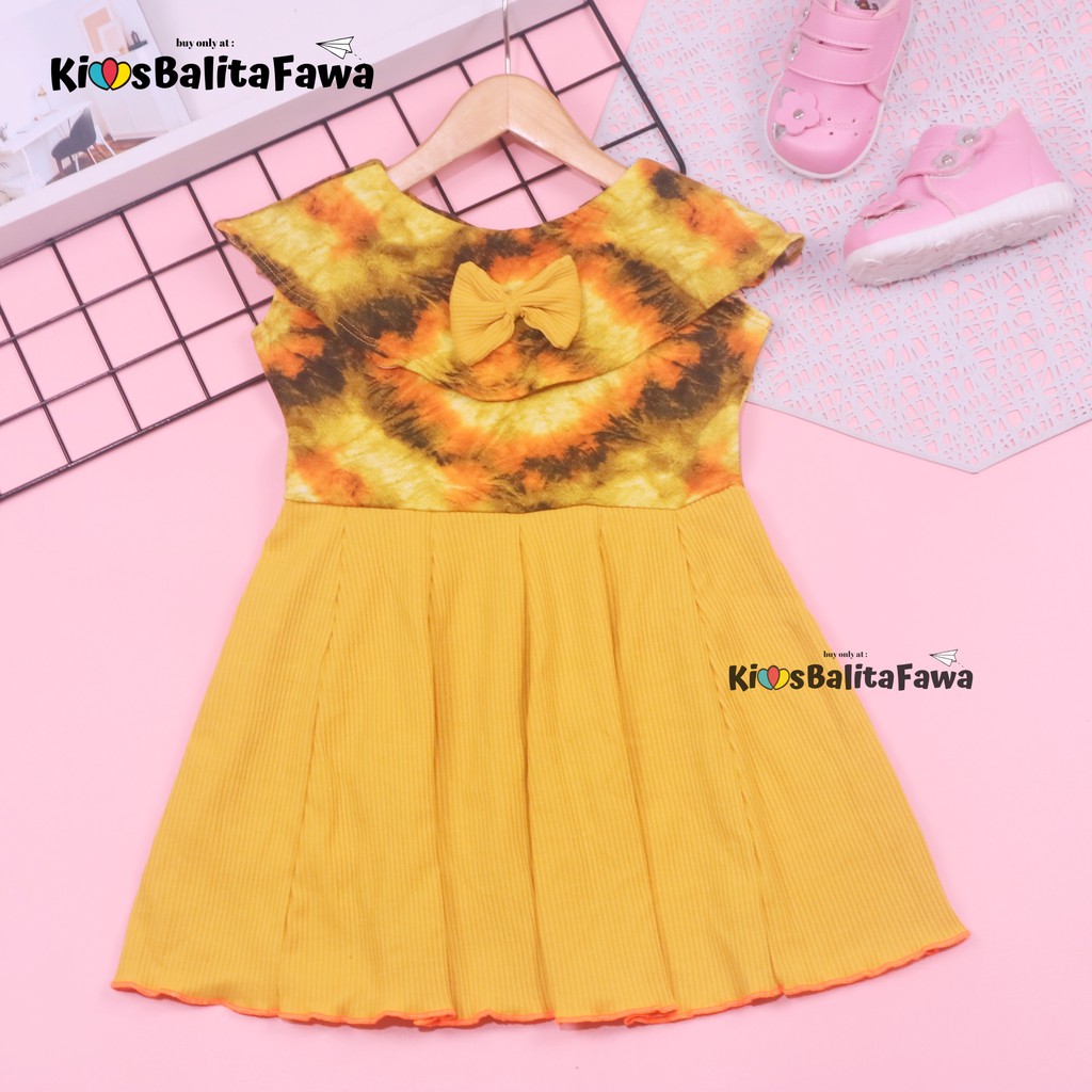 Dress Tiara uk 2-3 Tahun / Baju Dres Motif Anak Perempuan Murah Pakaian Harian Cewek Import