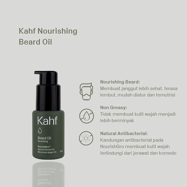 KAHF Nourishing Beard Oil 30ml - Perawatan Minyak Rambut Cowok Penumbuh Janggut Brewok Pria