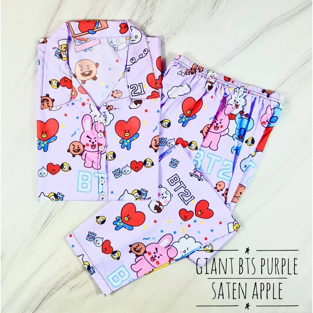 Piyama dewasa jumbo karakter Lengan panjang PP XXL-Giant BTS Purple