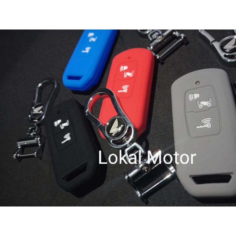 PREMIUM set gantungan kunci dan silicone cover sarung REMOTE KEYLESS HONDA PCX 160 VARIO 160  ADV 150 2021