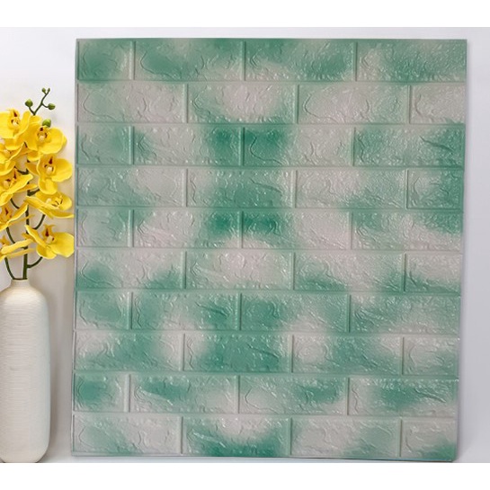 Wallpaper 3D Brick Dekorasi Dinding Wall Foam Brick 3D Batu Bata WaterProof 38Cm X 77Cm Hds-HIJAU-PILOK