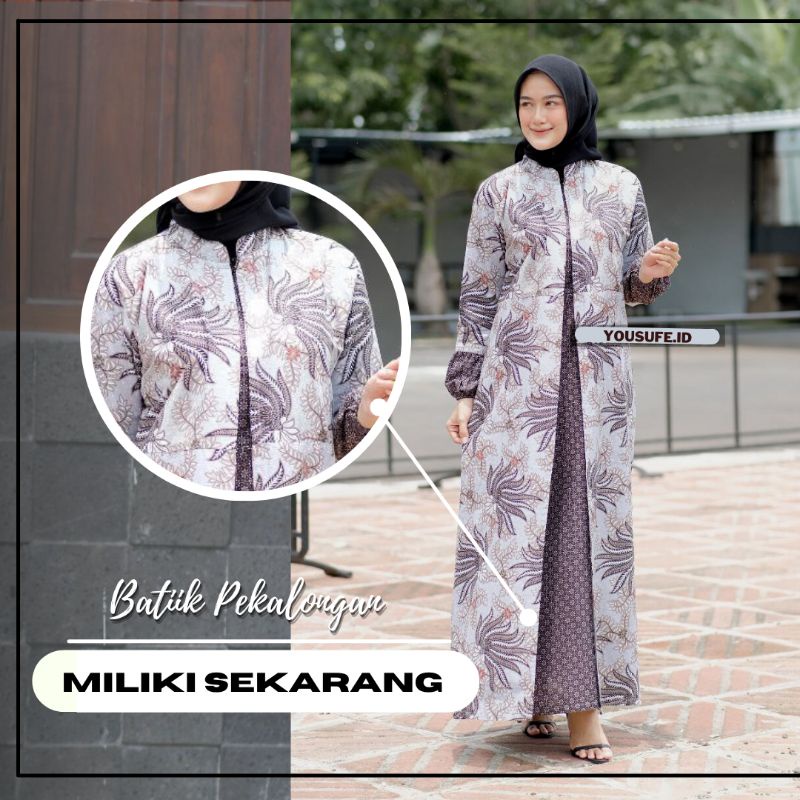 Batik Gamis Wanita Lengan Panjang Model Cardy Bisa Seragam Pernikahan Hajatan Keluarga Couple Bisa Cod Kode GKA01