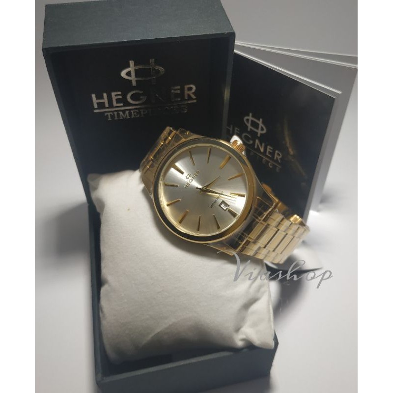 Jam tangan pria HEGNER original#jam tangan pria water resistant#rantai all stainless stell#gold#