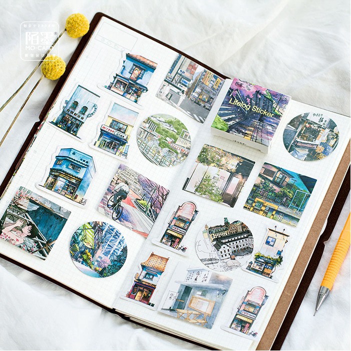 

46pcs Stiker Aesthetic Tema Japan Street Jalanan Jepang untuk Jurnal / Scrapbook / Diary