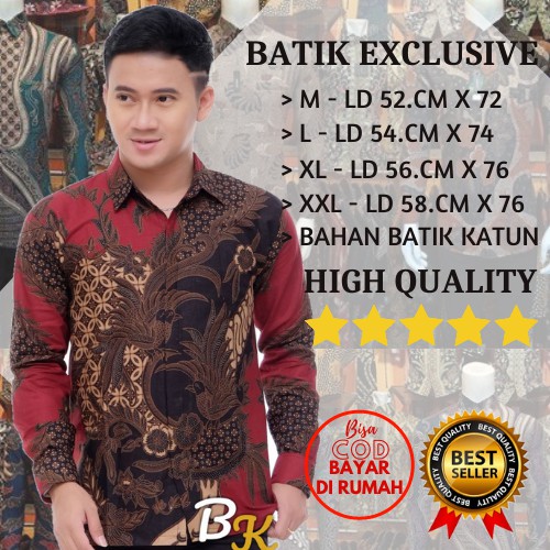 PUTRAMAHKOTA Kemeja Batik Pria Lengan Panjang Batik Premium Modern Rajata size M L XL XXL