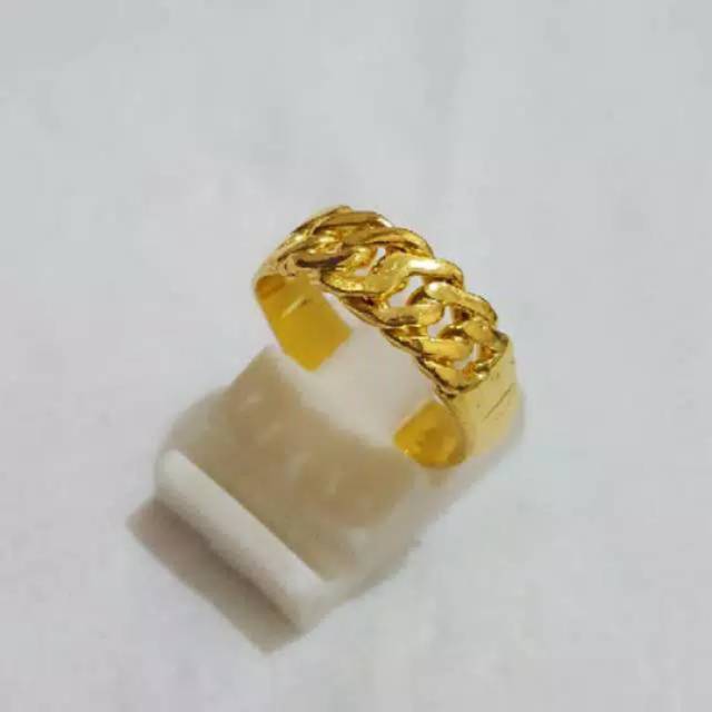 Cincin lapis emas model rantai double