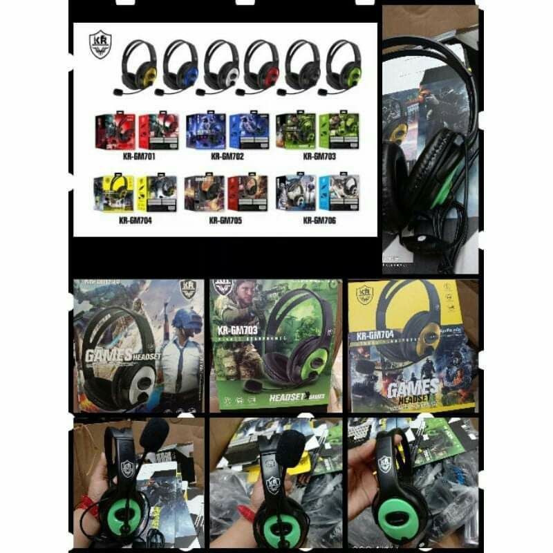 Paket Murah Headphone Games Gaming Komputer KR 701-706 KR-GM 801-804 Headset Gaming  Double Mic